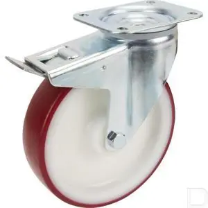 Zwenkwiel Ø 200mm PU +dubbele rem 350kg Op = Op