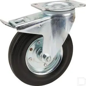 Zwenkwiel Ø 200mm rubber +dubbele rem 205kg Bestel Nu